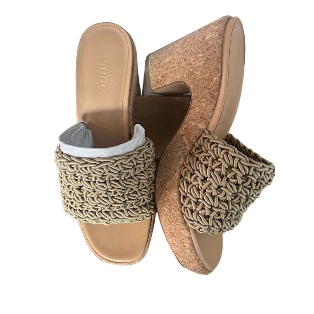 Vince Women's Beige Crochet Platform Sandals Size 7.5 Casual Summer
